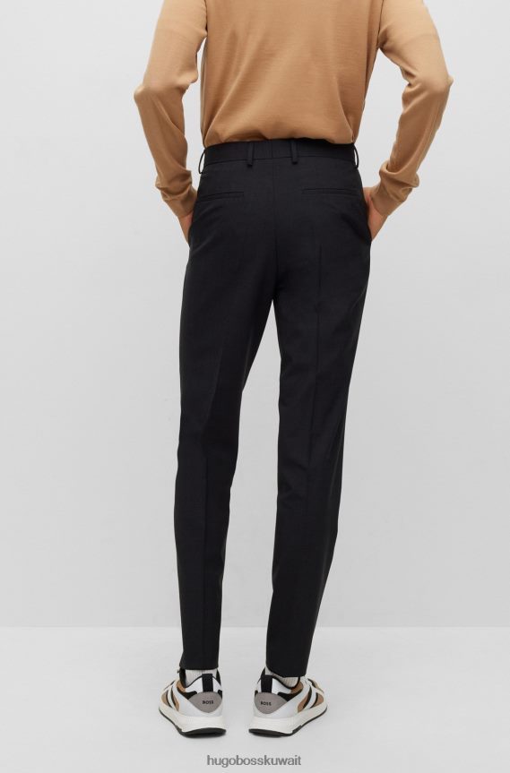 4TFNJN1968 الرمادي الداكن Hugo Boss بنطال هوغو ذو قصة عادية من الصوف البكر المطاطي باللون الرمادي الداكن