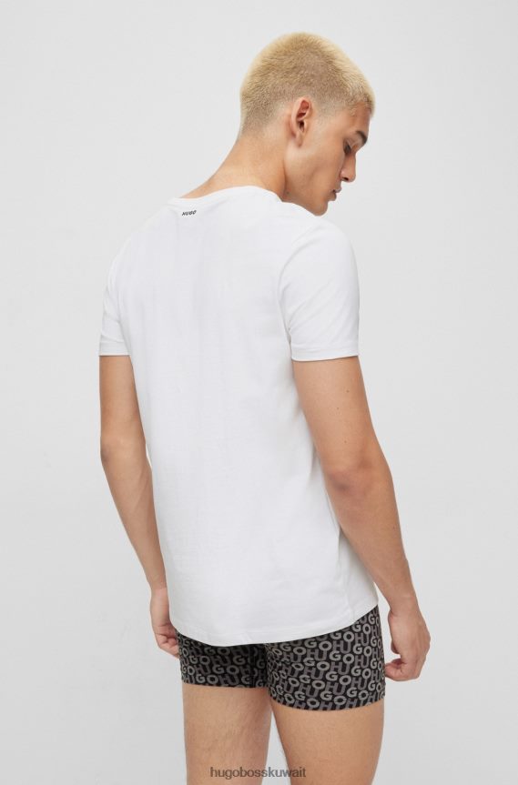 4TFNJN1977 أبيض أسود Hugo Boss حزمة من قطعتين من تيشيرتات برقبة على شكل حرف V مصنوعة من قطن الجيرسيه المطاطي باللون الأبيض