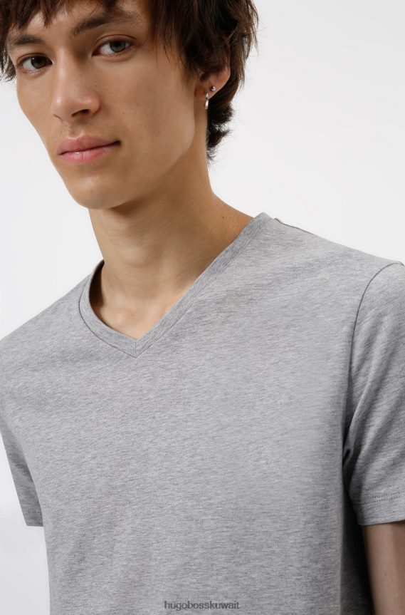 4TFNJN1978 رمادي فاتح Hugo Boss حزمة من قطعتين من تيشيرت Hugo باللون الرمادي الفاتح برقبة على شكل حرف V مصنوعة من قطن الجيرسيه المطاطي