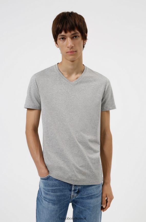 4TFNJN1980 رمادي فاتح Hugo Boss Hugo - حزمة من قطعتين من تيشيرتات برقبة على شكل حرف V مصنوعة من قطن الجيرسيه المطاطي باللون الرمادي الفاتح