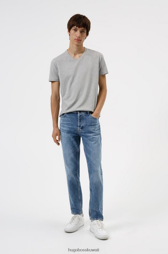 4TFNJN1980 رمادي فاتح Hugo Boss Hugo - حزمة من قطعتين من تيشيرتات برقبة على شكل حرف V مصنوعة من قطن الجيرسيه المطاطي باللون الرمادي الفاتح