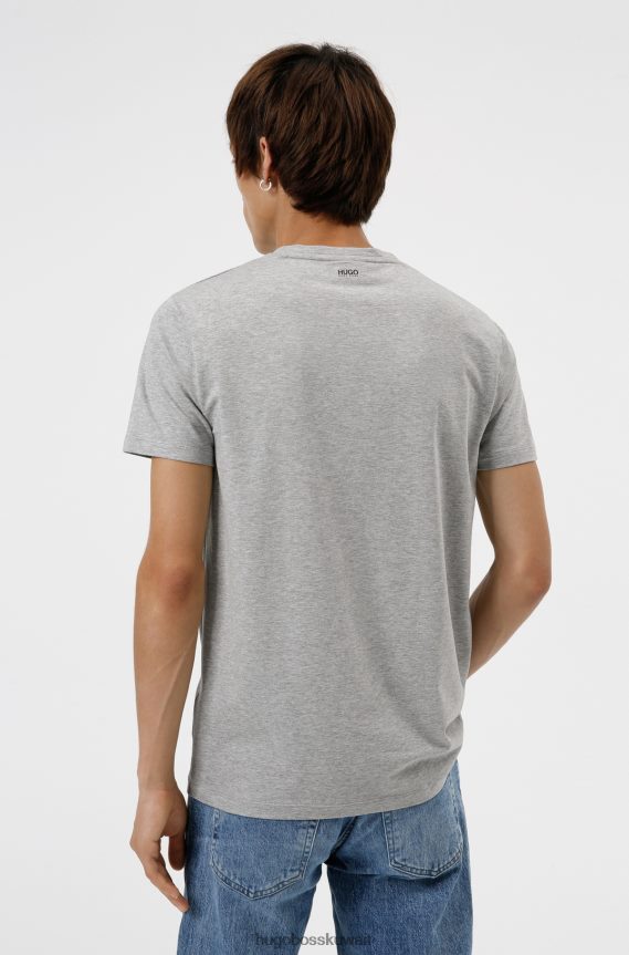 4TFNJN1980 رمادي فاتح Hugo Boss Hugo - حزمة من قطعتين من تيشيرتات برقبة على شكل حرف V مصنوعة من قطن الجيرسيه المطاطي باللون الرمادي الفاتح