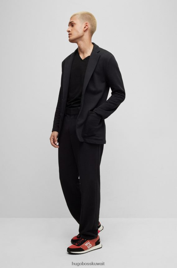 4TFNJN1981 أسود Hugo Boss حزمة من قطعتين من تيشيرتات برقبة على شكل حرف V مصنوعة من قطن الجيرسيه المطاطي باللون الأسود