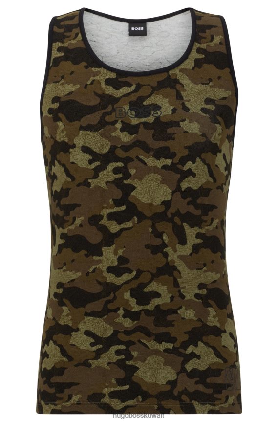 4TFNJN1982 أخضر غامق Hugo Boss & NBA سترة داخلية ضيقة بطبعة مموهة