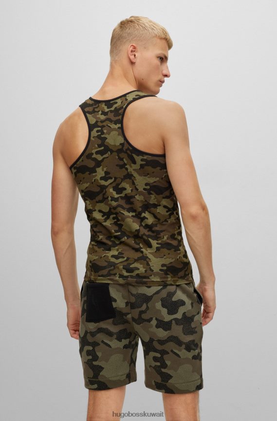 4TFNJN1982 أخضر غامق Hugo Boss & NBA سترة داخلية ضيقة بطبعة مموهة