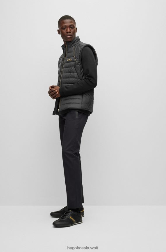 4TFNJN1983 أسود Hugo Boss جيليه أسود مقاوم للماء مع تطريز هوغو على شكل مثلث