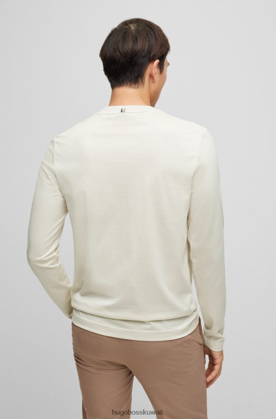 4TFNJN1985 أبيض Hugo Boss تي شيرت Hugo أبيض بقصة ضيقة من القطن المرسيري مع هيكل غني