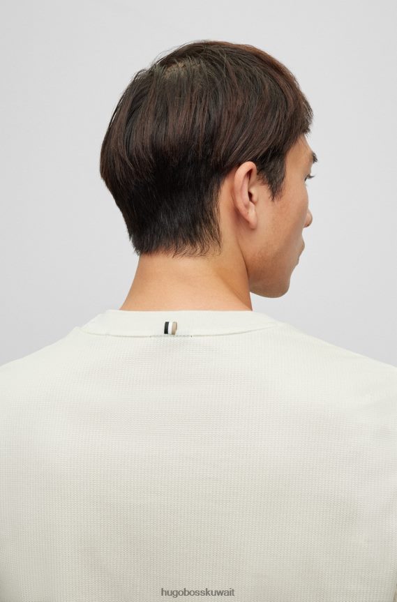 4TFNJN1985 أبيض Hugo Boss تي شيرت Hugo أبيض بقصة ضيقة من القطن المرسيري مع هيكل غني