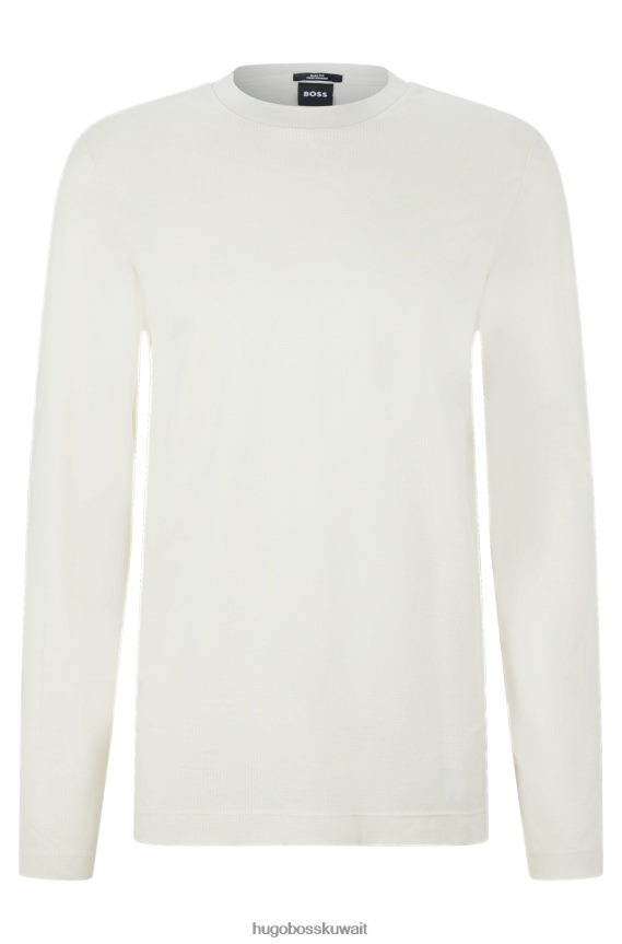 4TFNJN1985 أبيض Hugo Boss تي شيرت Hugo أبيض بقصة ضيقة من القطن المرسيري مع هيكل غني