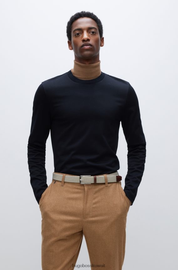 4TFNJN1986 أسود Hugo Boss تي شيرت Hugo أسود من القطن المرسيري بقصة ضيقة وبنية غنية