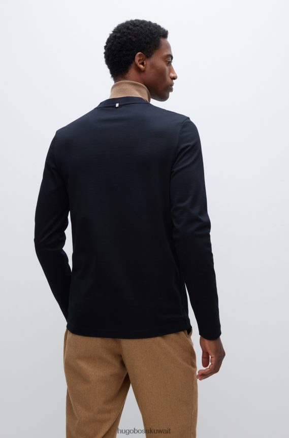 4TFNJN1986 أسود Hugo Boss تي شيرت Hugo أسود من القطن المرسيري بقصة ضيقة وبنية غنية