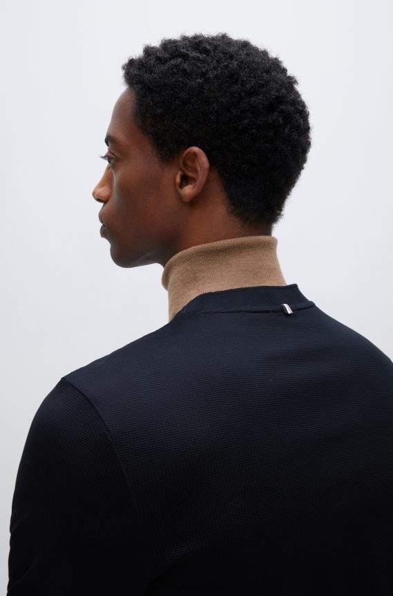 4TFNJN1986 أسود Hugo Boss تي شيرت Hugo أسود من القطن المرسيري بقصة ضيقة وبنية غنية