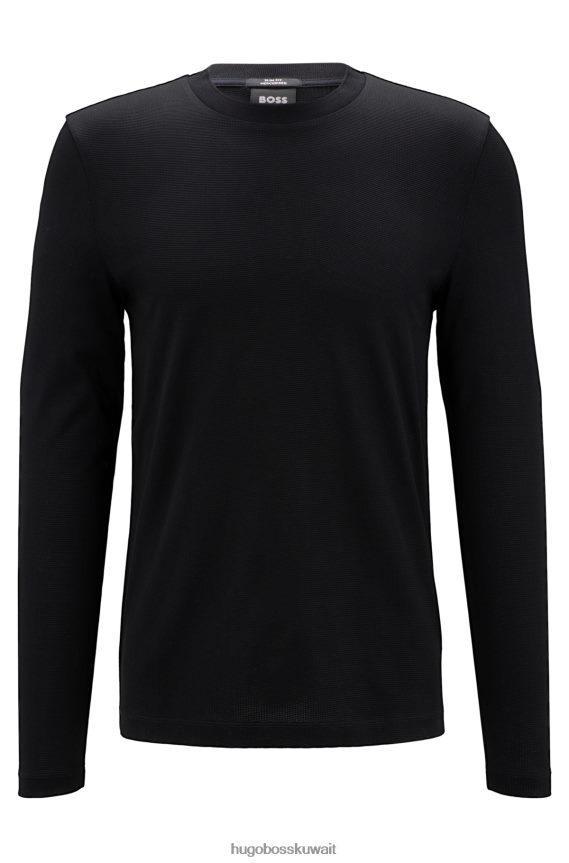 4TFNJN1986 أسود Hugo Boss تي شيرت Hugo أسود من القطن المرسيري بقصة ضيقة وبنية غنية