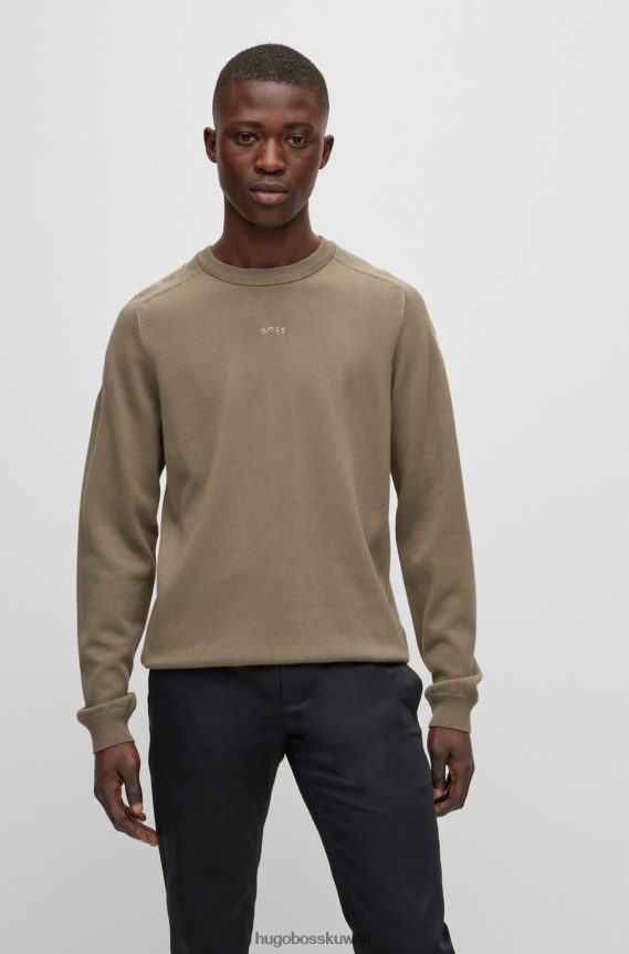 4TFNJN1989 اخضر فاتح Hugo Boss سترة خضراء فاتحة بقصة عادية مع عمل فني كبسولة وخياطة سلسلة هوغو