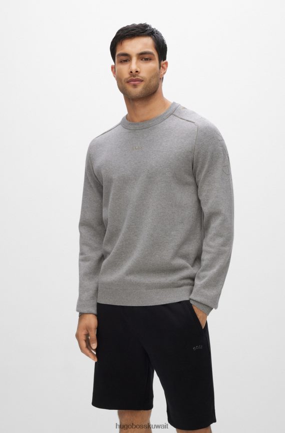 4TFNJN1990 رمادي فاتح Hugo Boss سترة ذات مقاس عادي مع عمل فني كبسولة وخياطة سلسلة هوغو باللون الرمادي الفاتح