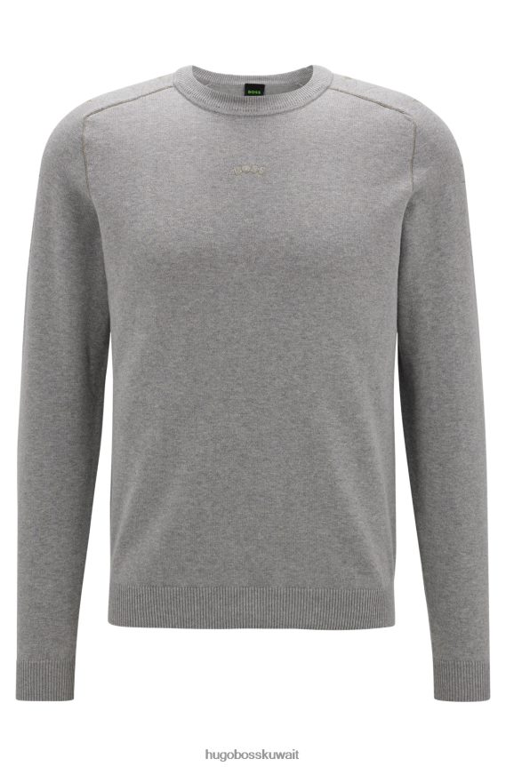 4TFNJN1990 رمادي فاتح Hugo Boss سترة ذات مقاس عادي مع عمل فني كبسولة وخياطة سلسلة هوغو باللون الرمادي الفاتح