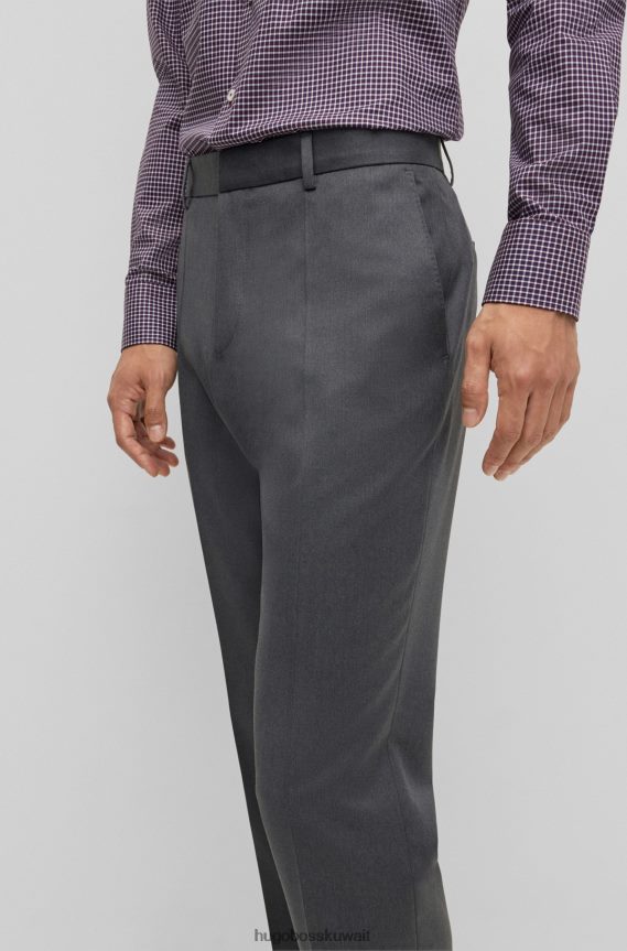 4TFNJN1992 الرمادي الداكن Hugo Boss بنطلون هوغو ذو قصة ضيقة باللون الرمادي الداكن من الصوف البكر