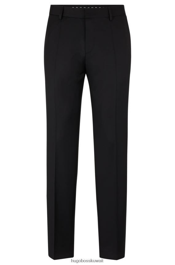4TFNJN1993 أسود Hugo Boss بنطلون هوغو ذو قصة ضيقة باللون الأسود من الصوف البكر