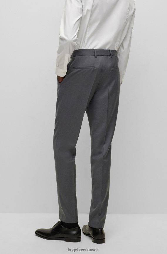 4TFNJN2007 الرمادي الداكن Hugo Boss بنطلون بقصة عادية من الصوف البكر باللون الرمادي الداكن