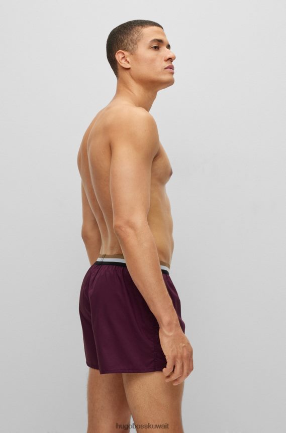 4TFNJN2014 الأرجواني الداكن Hugo Boss مجموعة من قطعتين من السراويل البيجامة باللون الأرجواني الداكن مع أحزمة خصر مخططة من هوغو