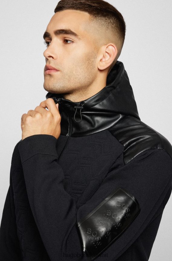 4TFNJN201 أسود Hugo Boss الرمز البريدي من خلال جيرسي ماكس AJ 50456146، أسود