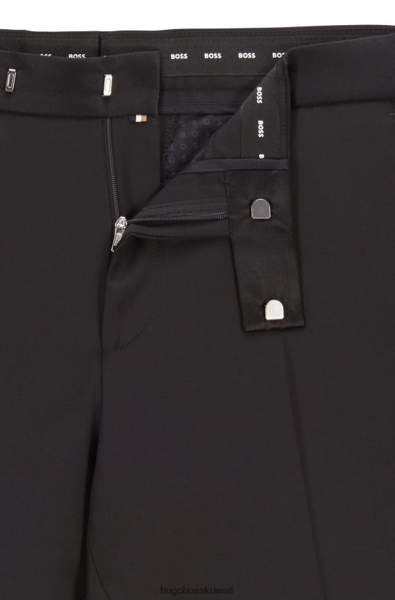 4TFNJN2027 أسود Hugo Boss بنطلون سهرة أسود بقصة ضيقة من سيرج هوغو من الصوف البكر