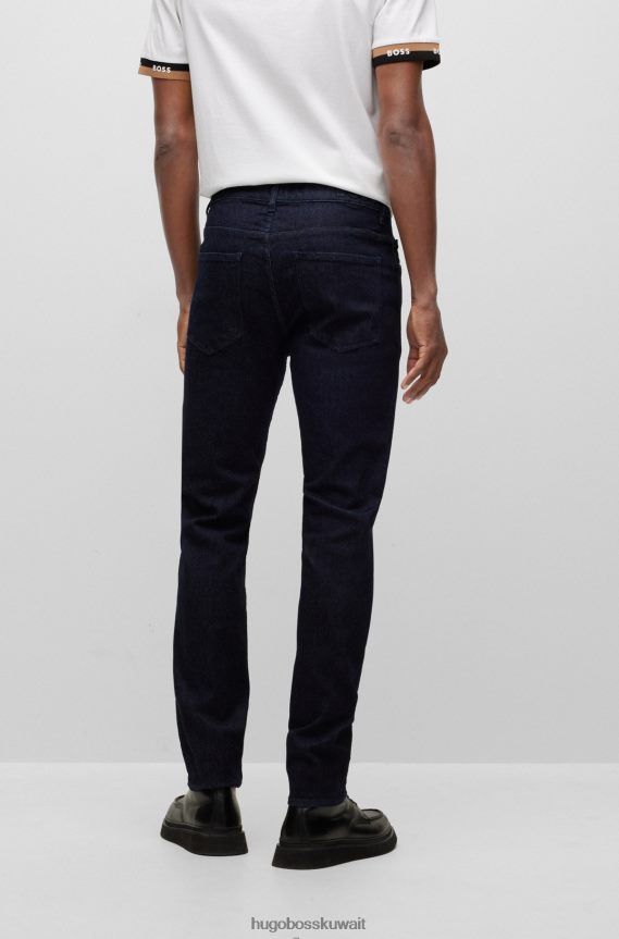 4TFNJN2034 أزرق غامق Hugo Boss بنطال جينز مدبب من قماش الدنيم النيلي فائق الحركة باللون الأزرق الداكن