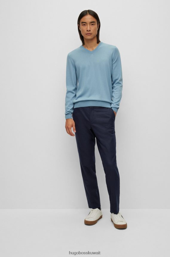 4TFNJN2035 أزرق غامق Hugo Boss بنطلون هوغو ذو قصة ضيقة باللون الأزرق الداكن مصنوع من قماش مطاطي عالي الأداء