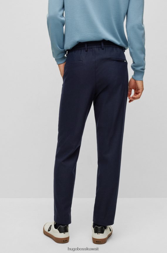 4TFNJN2035 أزرق غامق Hugo Boss بنطلون هوغو ذو قصة ضيقة باللون الأزرق الداكن مصنوع من قماش مطاطي عالي الأداء
