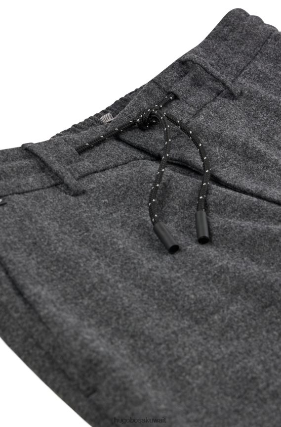 4TFNJN2037 الرمادي الداكن Hugo Boss بنطلون Hugo ذو قصة ضيقة مصنوع من قماش مطاطي عالي الأداء باللون الرمادي الداكن