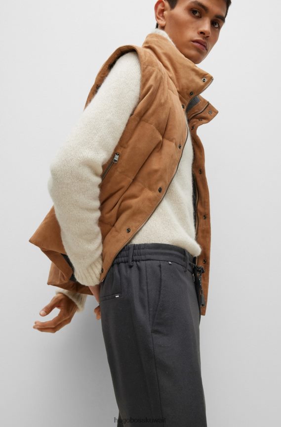 4TFNJN2038 أسود Hugo Boss بنطال بقصّة ضيّقة مصنوع من قماش هوغو الأسود عالي الأداء