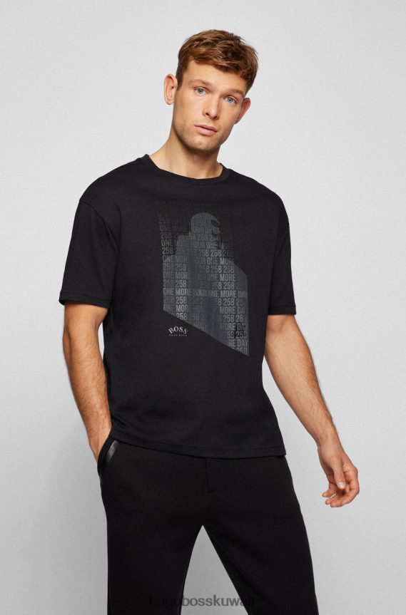 4TFNJN204 أسود/أبيض Hugo Boss تي شيرت Talboa AJ 50457455 أسود