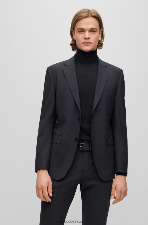 4TFNJN2054 الرمادي الداكن Hugo Boss سترة Hugo باللون الرمادي الداكن ذات المقاس العادي من الصوف البكر المطاطي