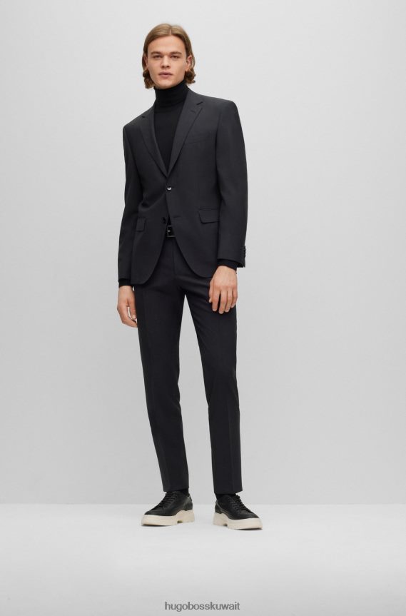 4TFNJN2054 الرمادي الداكن Hugo Boss سترة Hugo باللون الرمادي الداكن ذات المقاس العادي من الصوف البكر المطاطي