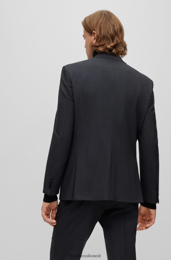 4TFNJN2054 الرمادي الداكن Hugo Boss سترة Hugo باللون الرمادي الداكن ذات المقاس العادي من الصوف البكر المطاطي