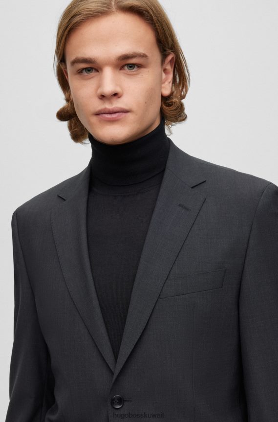 4TFNJN2054 الرمادي الداكن Hugo Boss سترة Hugo باللون الرمادي الداكن ذات المقاس العادي من الصوف البكر المطاطي