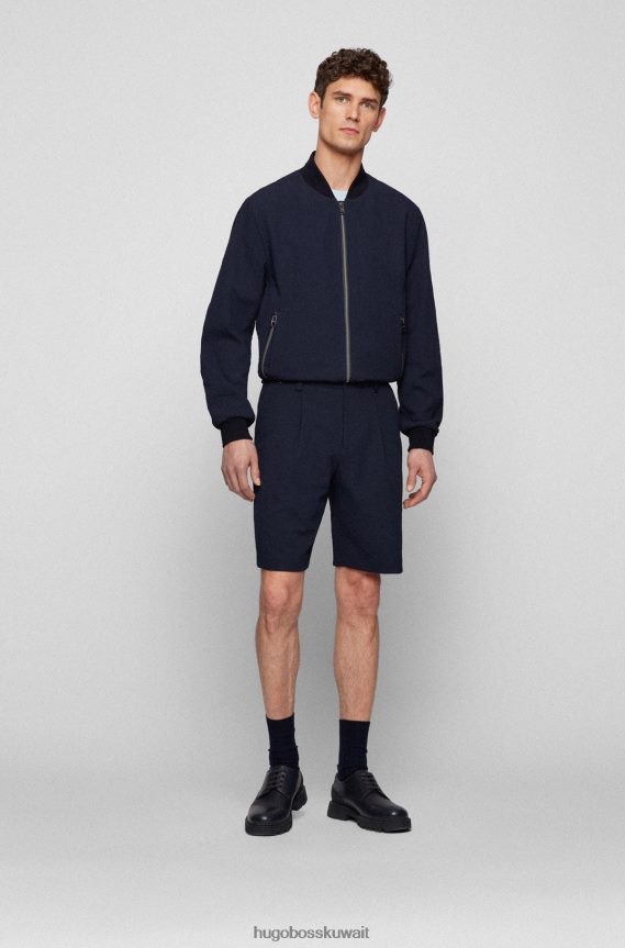 4TFNJN2057 أزرق غامق Hugo Boss سترة زرقاء داكنة بقصة ضيقة في هوغو النسيج القطني القابل للتمدد