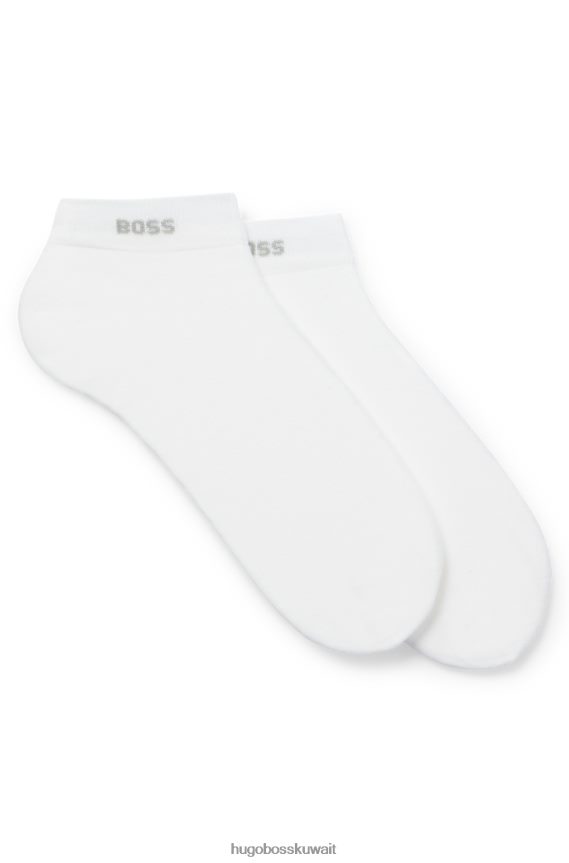 4TFNJN2058 أبيض Hugo Boss حزمة من قطعتين من الجوارب بطول الكاحل من القماش المطاطي باللون الأبيض Hugo