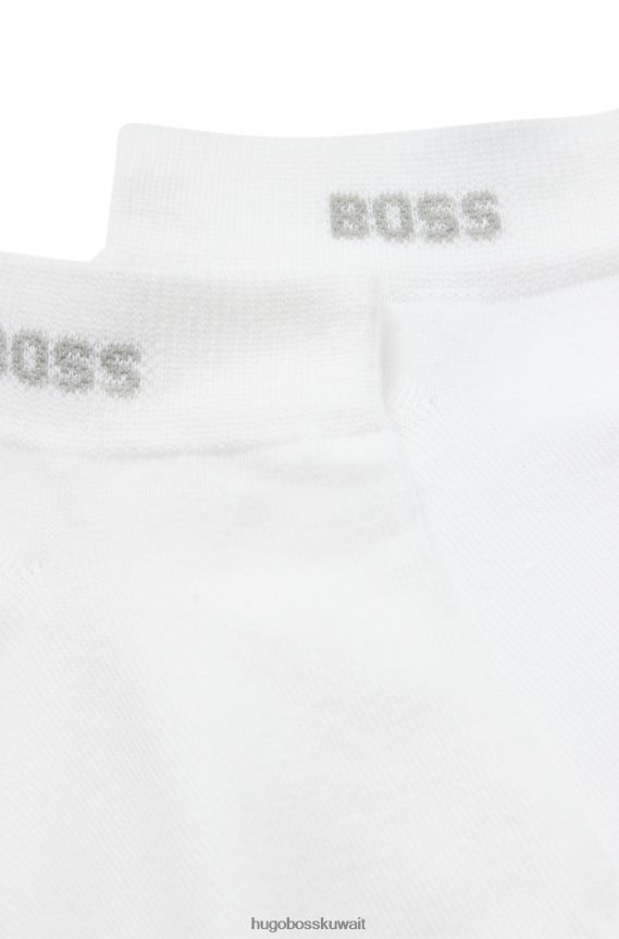 4TFNJN2058 أبيض Hugo Boss حزمة من قطعتين من الجوارب بطول الكاحل من القماش المطاطي باللون الأبيض Hugo