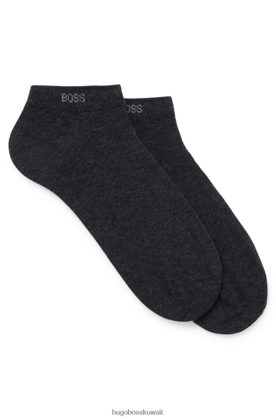 4TFNJN2060 الرمادي الداكن Hugo Boss Hugo - حزمة من قطعتين من الجوارب بطول الكاحل مصنوعة من قماش مطاطي باللون الرمادي الداكن