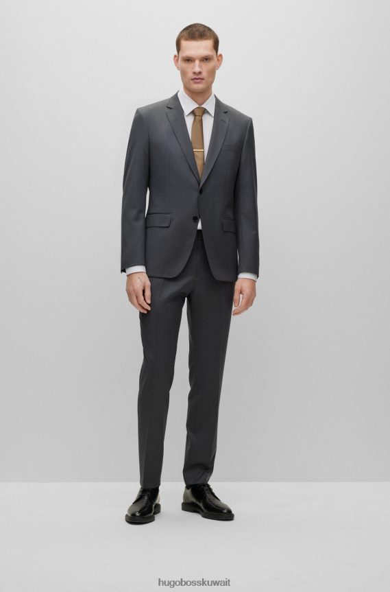 4TFNJN2062 الرمادي الداكن Hugo Boss سترة ضيقة من الصوف البكر باللون الرمادي الداكن