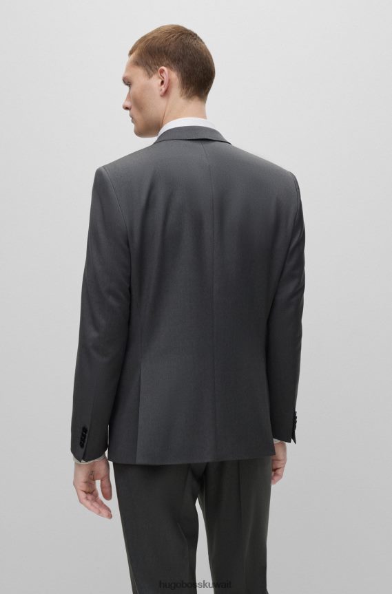 4TFNJN2062 الرمادي الداكن Hugo Boss سترة ضيقة من الصوف البكر باللون الرمادي الداكن