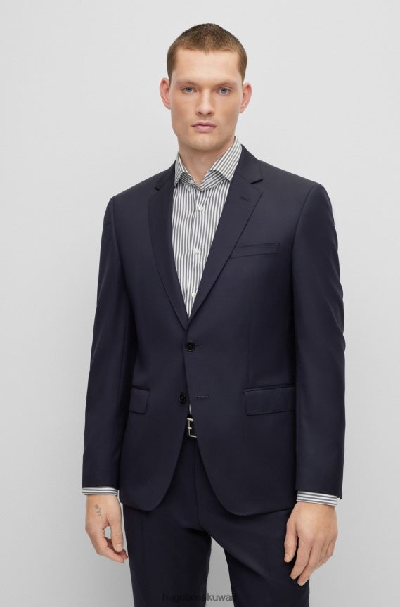 4TFNJN2063 أزرق غامق Hugo Boss سترة زرقاء داكنة بقصة ضيقة من سيرج هوغو من الصوف البكر