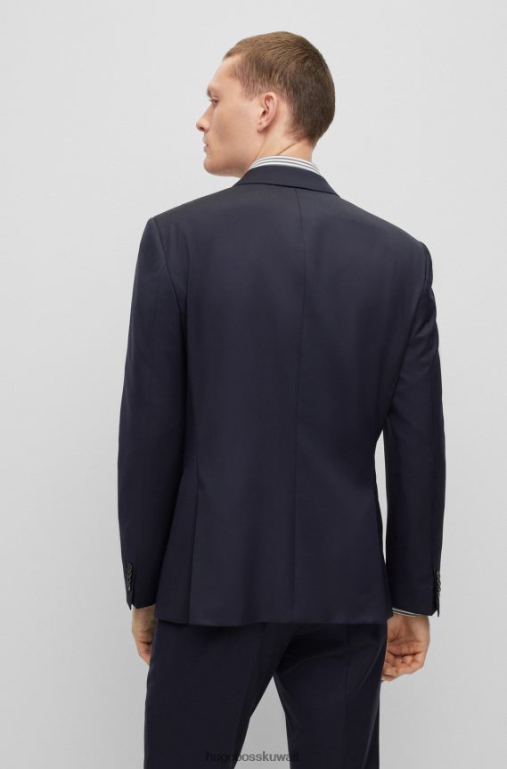 4TFNJN2063 أزرق غامق Hugo Boss سترة زرقاء داكنة بقصة ضيقة من سيرج هوغو من الصوف البكر
