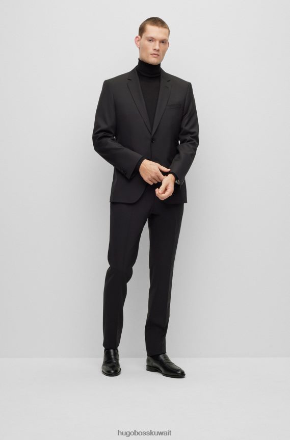 4TFNJN2064 أسود Hugo Boss سترة ضيقة من الصوف البكر باللون الأسود سيرج هوغو