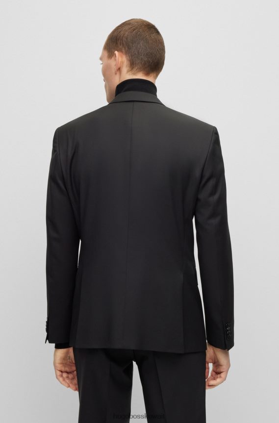 4TFNJN2064 أسود Hugo Boss سترة ضيقة من الصوف البكر باللون الأسود سيرج هوغو