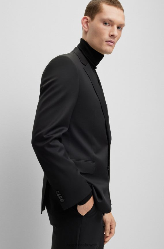 4TFNJN2064 أسود Hugo Boss سترة ضيقة من الصوف البكر باللون الأسود سيرج هوغو