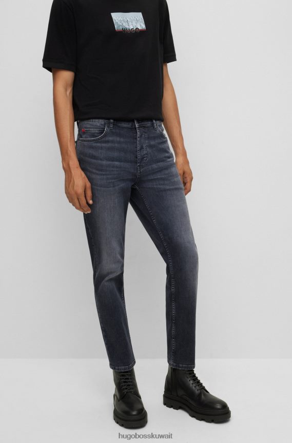 4TFNJN2066 الرمادي الداكن Hugo Boss هوغو جينز رمادي داكن مدبب من قماش الدنيم الإيطالي باللون الرمادي