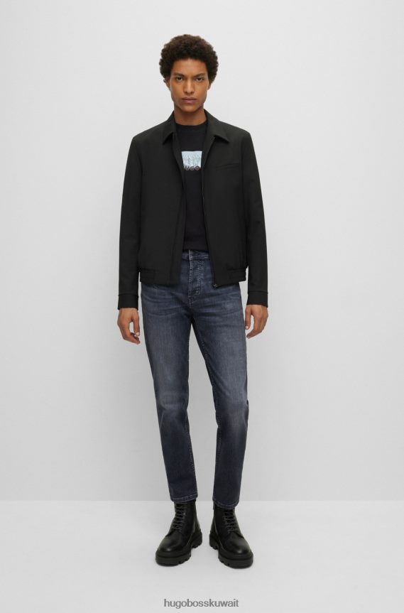 4TFNJN2066 الرمادي الداكن Hugo Boss هوغو جينز رمادي داكن مدبب من قماش الدنيم الإيطالي باللون الرمادي