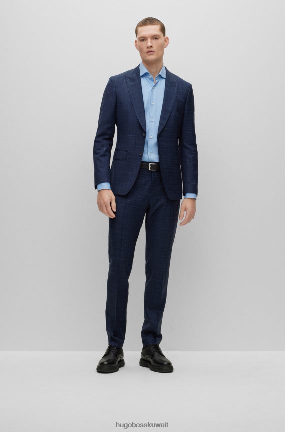 4TFNJN2071 أزرق فاتح Hugo Boss قميص هوغو ذو قصة عادية باللون الأزرق الفاتح مصنوع من نسيج قطني مطاطي سهل الكي